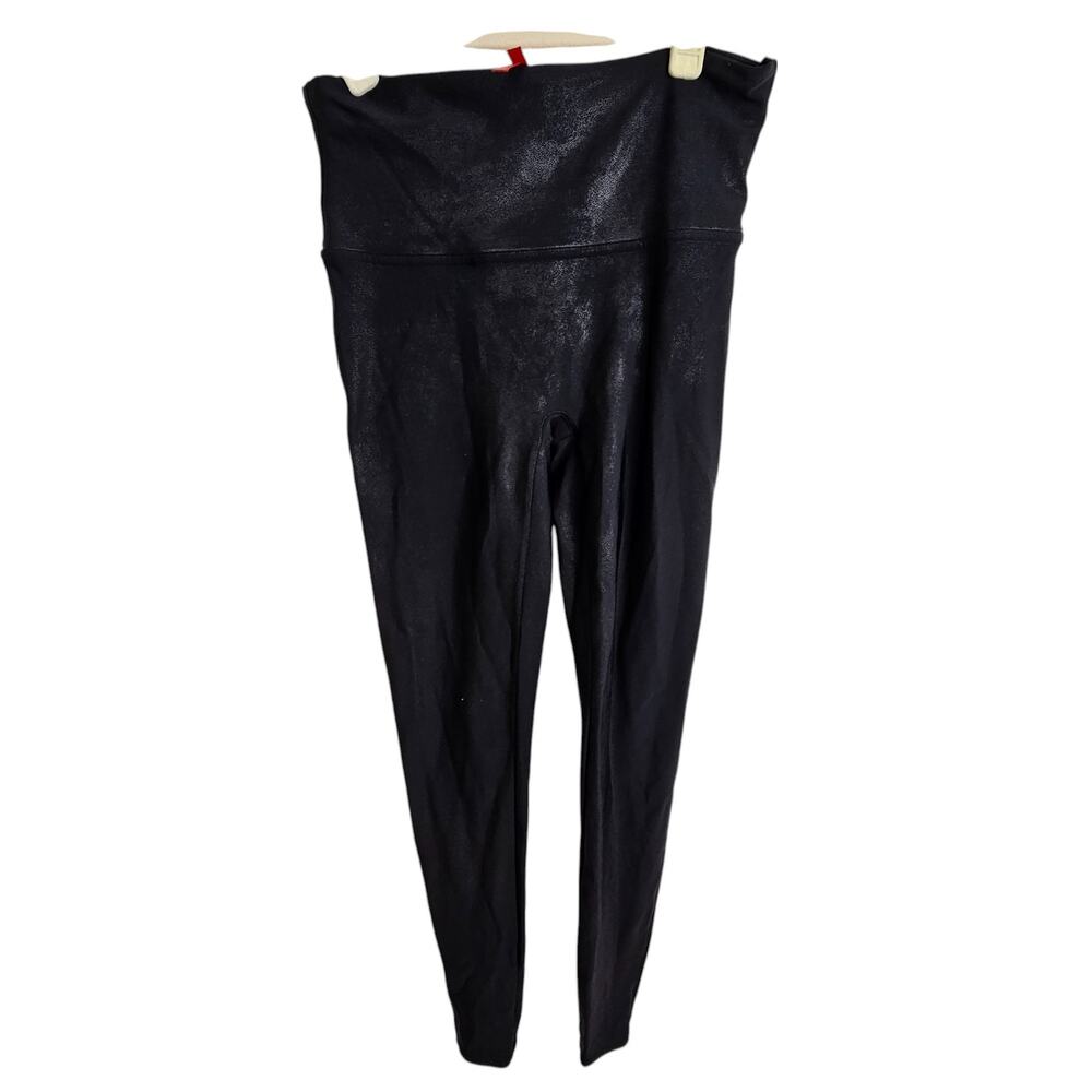 Spanx Leggings High Waisted Leggings Women M Black Shiny Compression Leggings